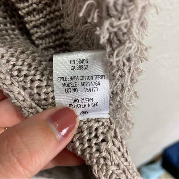 Theory Women's Tan Sleeveless Open Front Draped Cotton Knit Cardigan, M - Picture 6 of 7